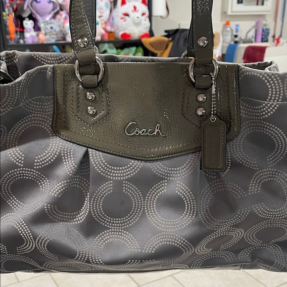 Coach Gray and Black Patterned Tote Bag - Picture 1 of 6